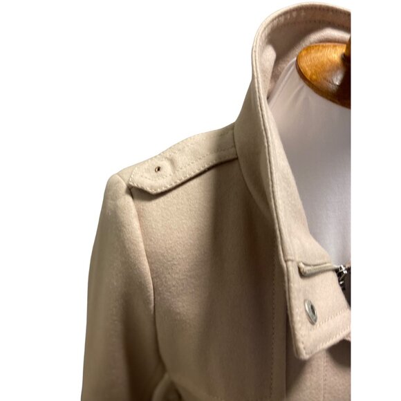 Kenneth Cole New York Long Peacoat Beige Size 6 Y2K Quiet Luxury Minimalist Wool - Picture 12 of 16